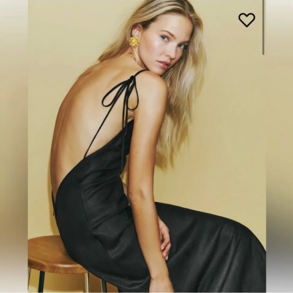 NWT Reformation Selia Halterneck Linen Maxi Dress Black‎ Sz Small $250 - Image 7