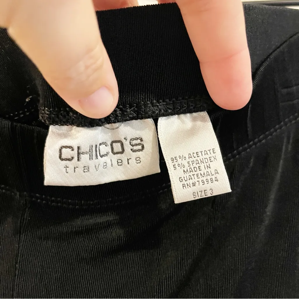 Chicos Women Pant Capri Crop Black Pull On Travel Slinky Sz 16 XL Comfy Casual - Image 2