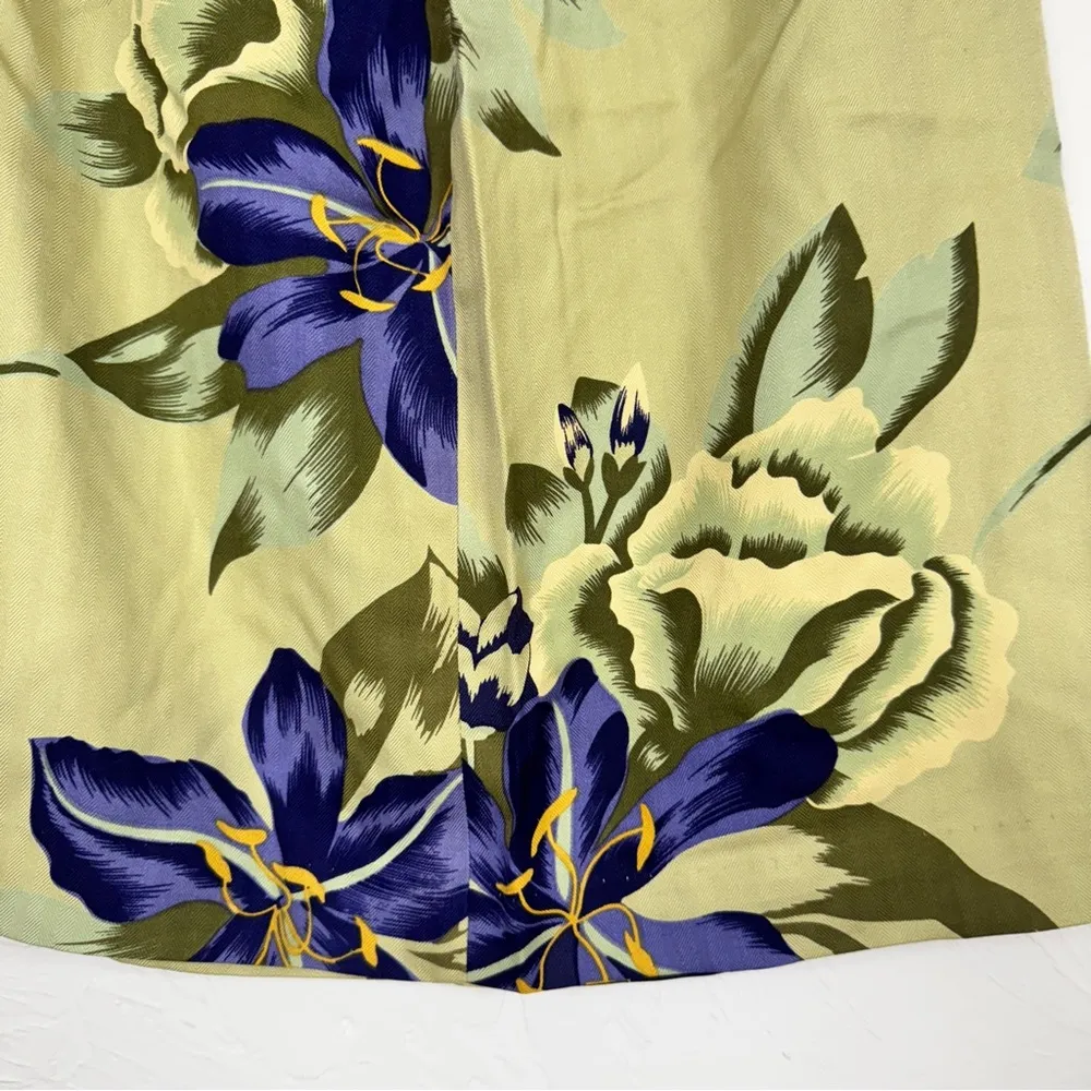 Tommy Bahama Tan Floral Silk Mini Skirt Womens 4 Tropical Hawaiian Vintage 90s - Image 6