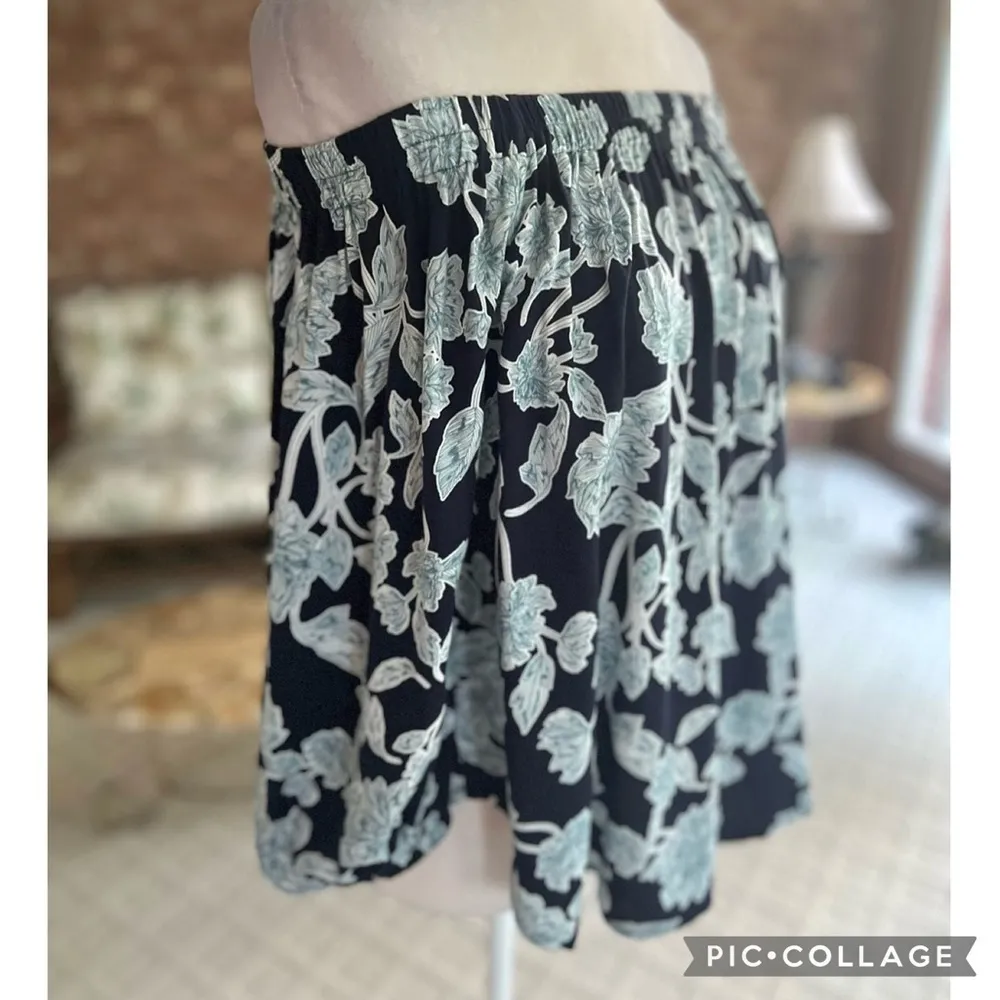 Splendid Top Off the Shoulder Navy Blue Mint Floral Floral S Garden Boho Chic - Image 14