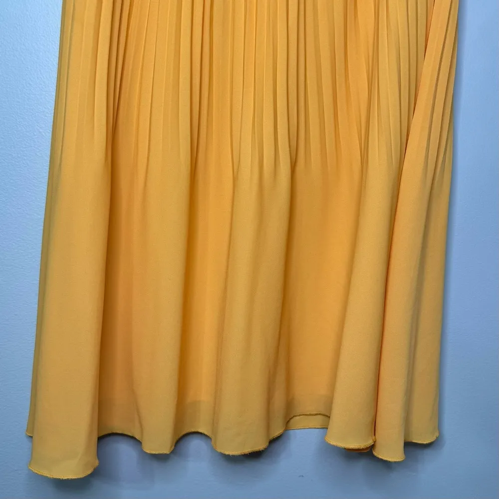J. Crew Pleated High Rise Midi Skirt Elastic Waist Pull On Saffron Yellow Size 8 - Image 8