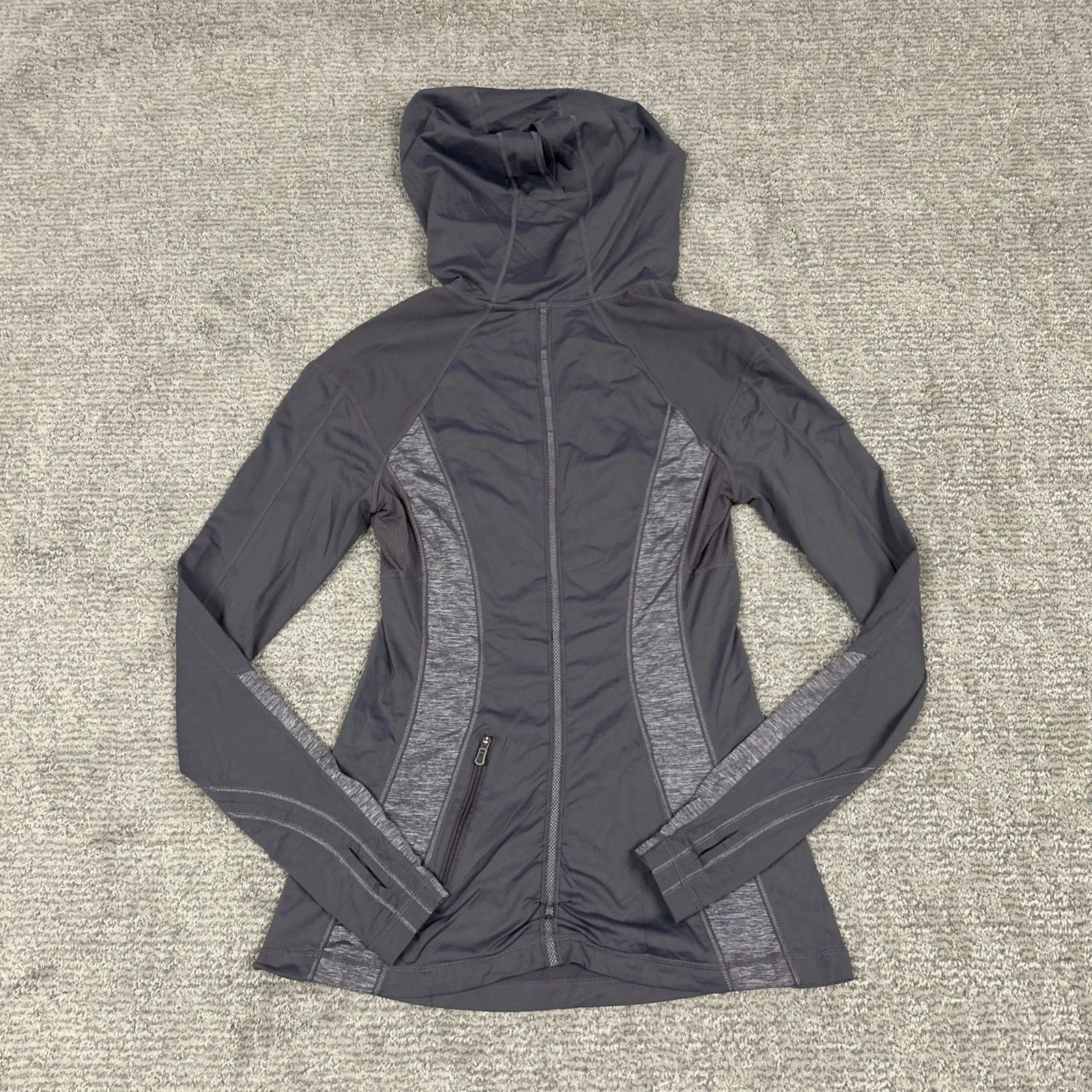 Lululemon Run For Your Life Top Womens 6 Gray Purple Cross Train Pullover Hooded - Image 7