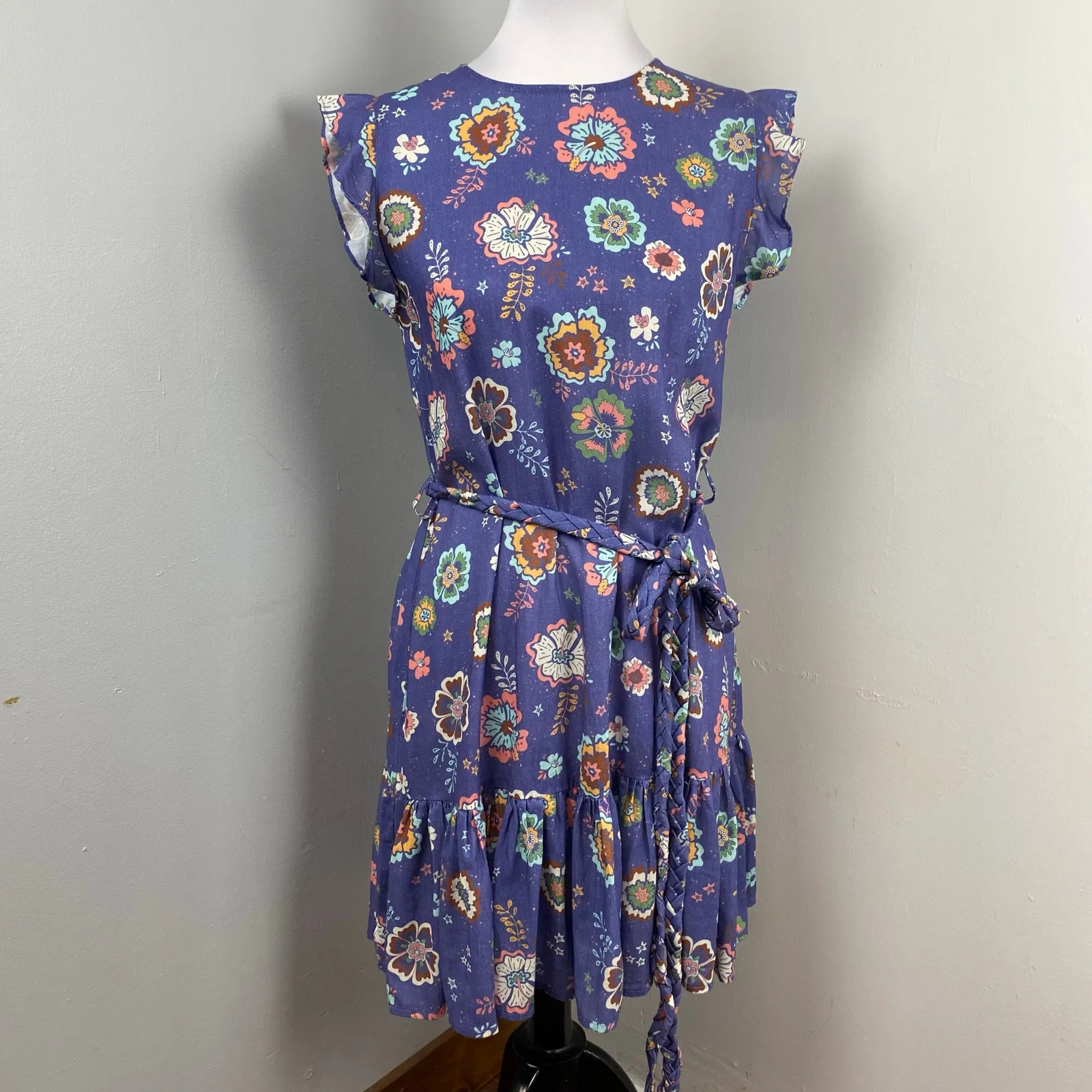 Marine Layer Laney Mini Dress in Marlin Hibiscus Floral Small - Image 4