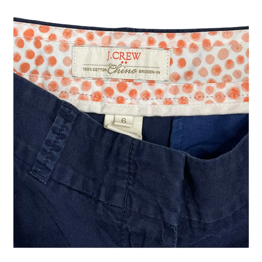 J. Crew Womens Broken-In Chino Shorts Size 6 Navy Flat Front 4.5" Inseam Khakis - Image 2