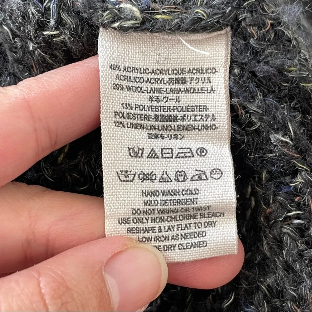 Free People wool Dylan Tweedy Pullover Waffle Knit Turtleneck Sweater Gray (xs) - Image 5