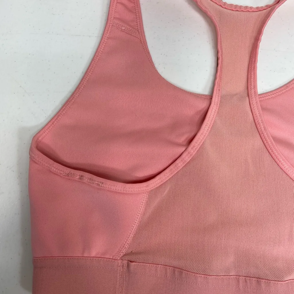 EUC Adidas women’s light pink logo‎ decal racerback mesh high support sports bra - Image 4
