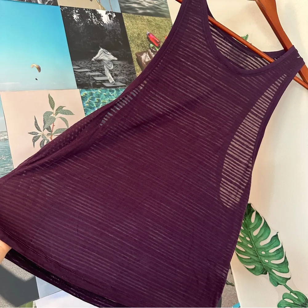 Sheer Striped Purple Athletic Top - Image 3