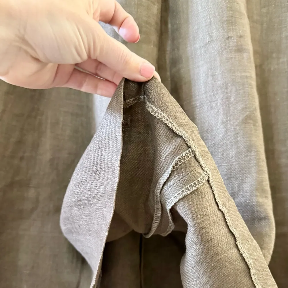 Vintage Robyn Meredith Taupe Tan Rustic Butchers Linen Knit Flutter Skirt, sz. M Brown Size M - Image 16