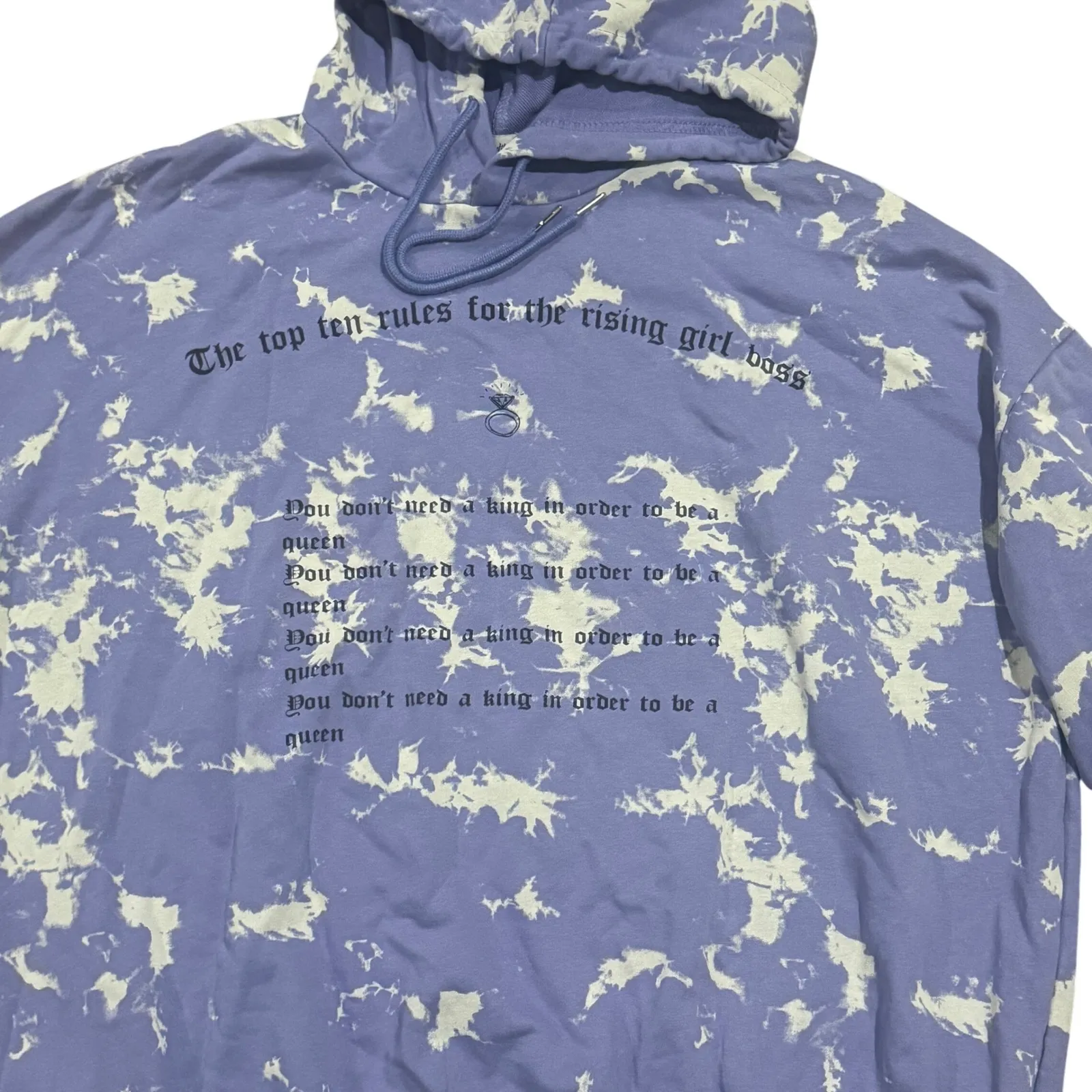 Adika Womens Purple Tie Dye Hoodie Sweatshirt Oversized Girl Boss Rules Large - Image 2