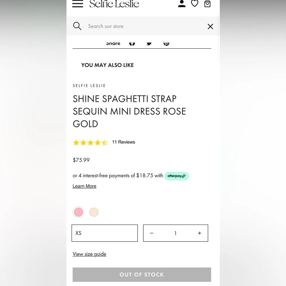 Shine Spaghetti Strap Sequin Mini Dress Rose Gold small never worn - Image 2