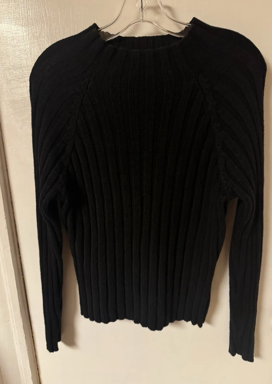 Vintage 1980s Herman Geist Women's Black Ribbed Mock Neck Sweater Size M - Image 1