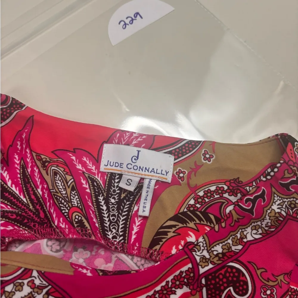 Jude Connally Sleeveless Pink Coral Paisley Print Jude Cloth Shift Dress Small - Image 5