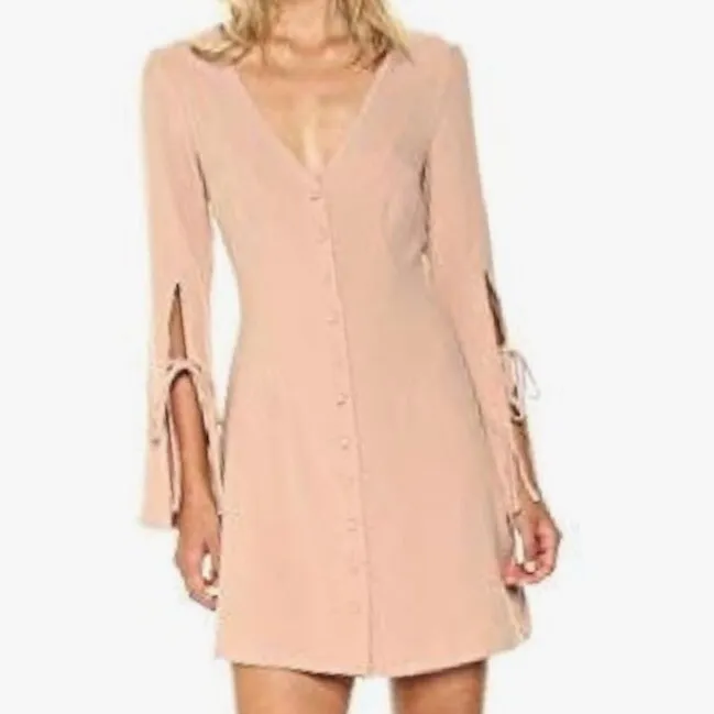 The Fifth Label beige Jeanne mini dress bell long sleeve button down size small - Image 2