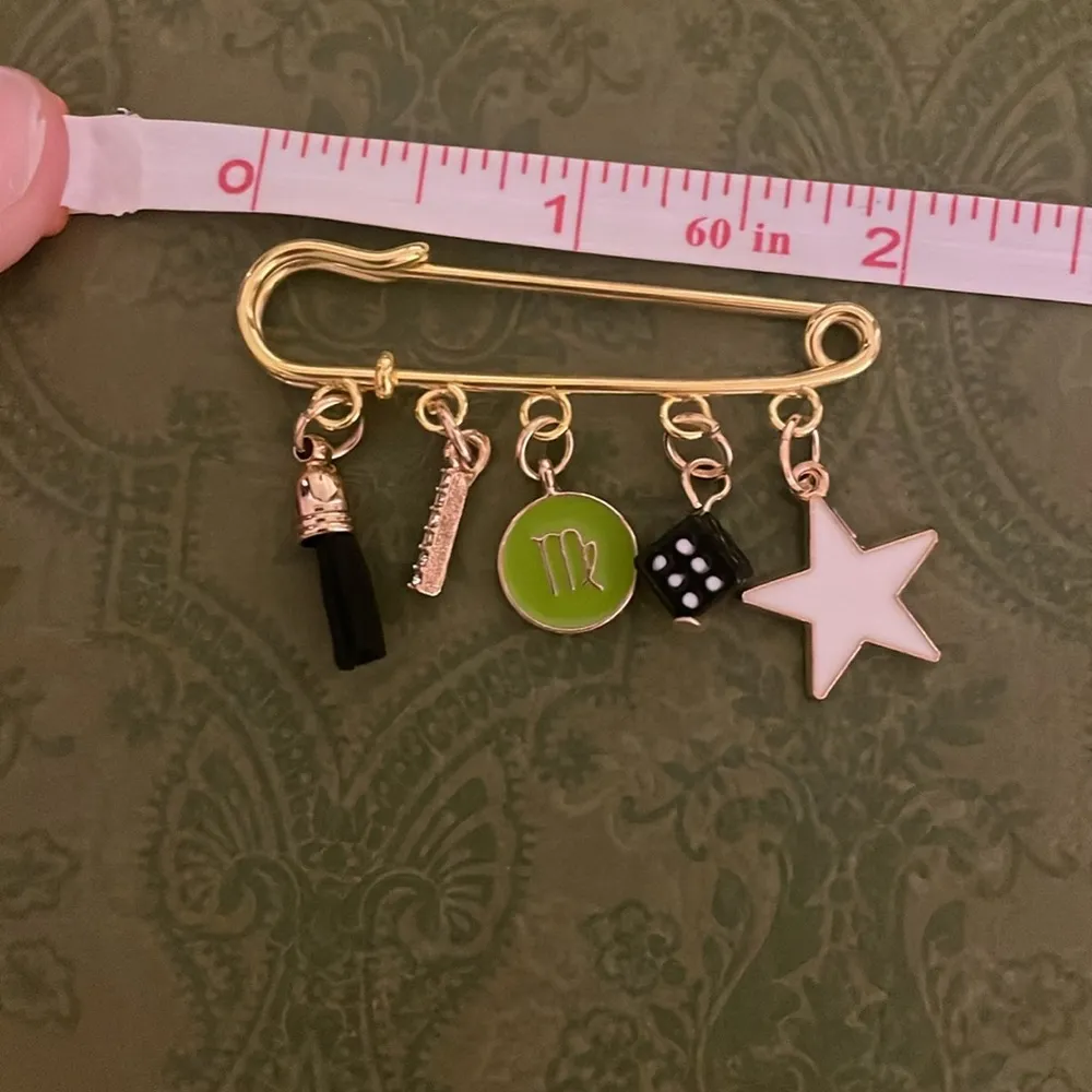 Zodiac Virgo Pin Brooch with Black and White Accents Gold - Image 2