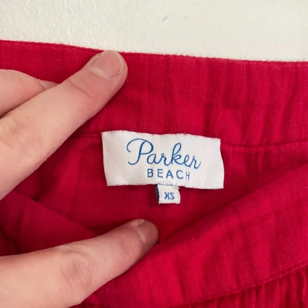 PARKER Beach Magenta Floral Embroidered Embroidery Cold Shoulder Cotton Blouse - Image 4