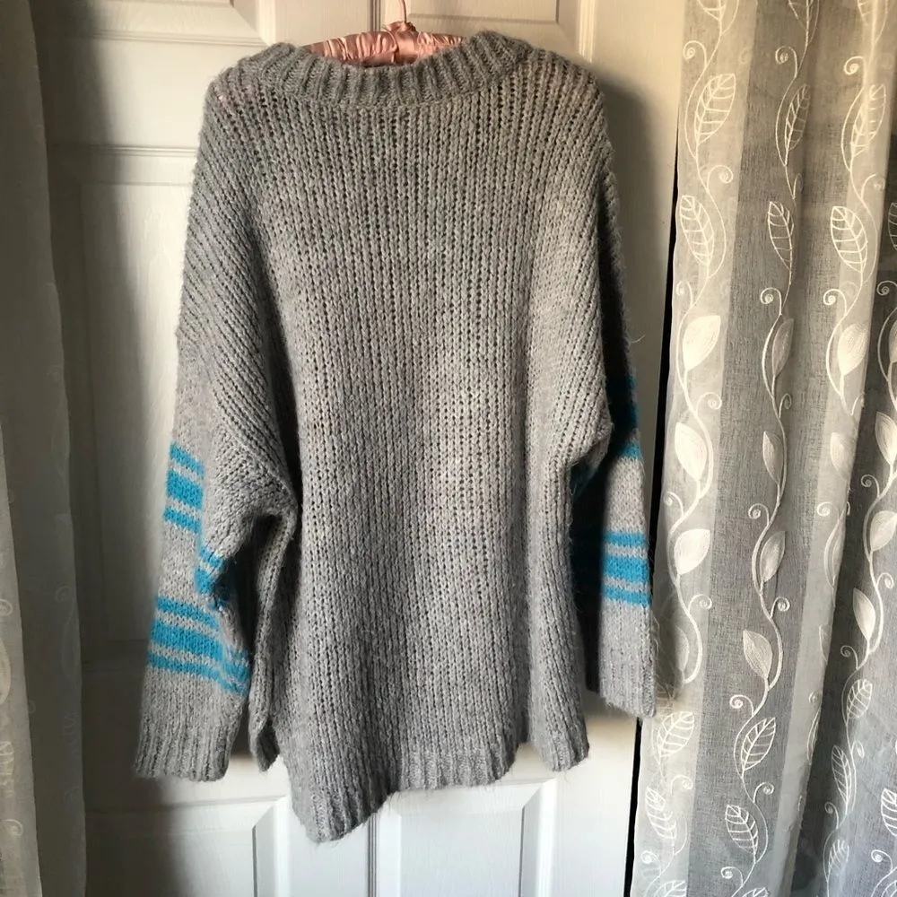 Aerie Cozy Oversized Gray Pullover Sweater women Size L wool blend - Image 10