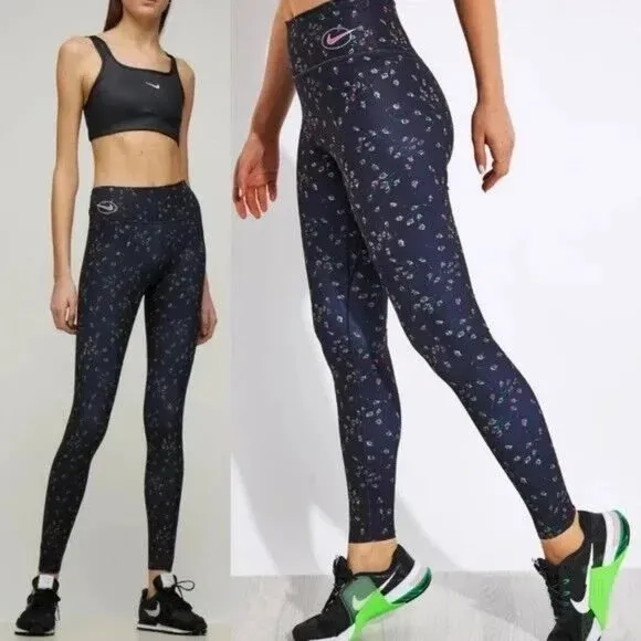 NWT NIKE Womens Dri-FIT One Luxe Roses Full Length Training Leggings - Image 2