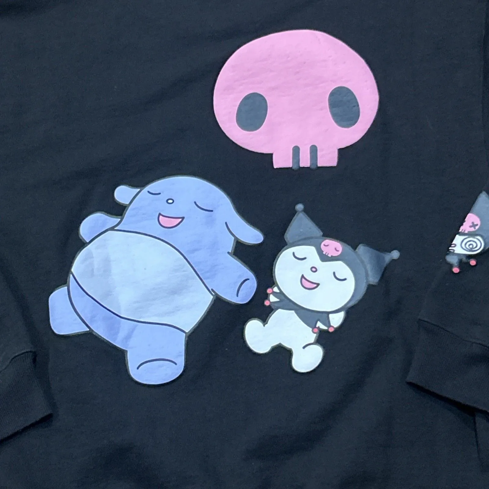 Dumbgood Sanrio Sweatshirt Womens Large Kuromi Double Sided Black Heavyweight - Image 8