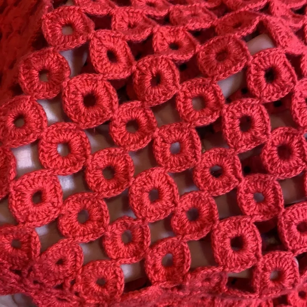 VINTAGE RED CIRCLE CUT OUT TUNIC / SWIM COVER UP DRESS Size L - Image 4