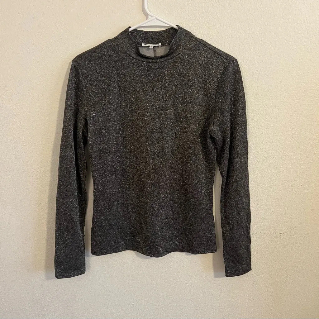 REFORMATION Bailey Knit Top - Black Sparkle - Image 2