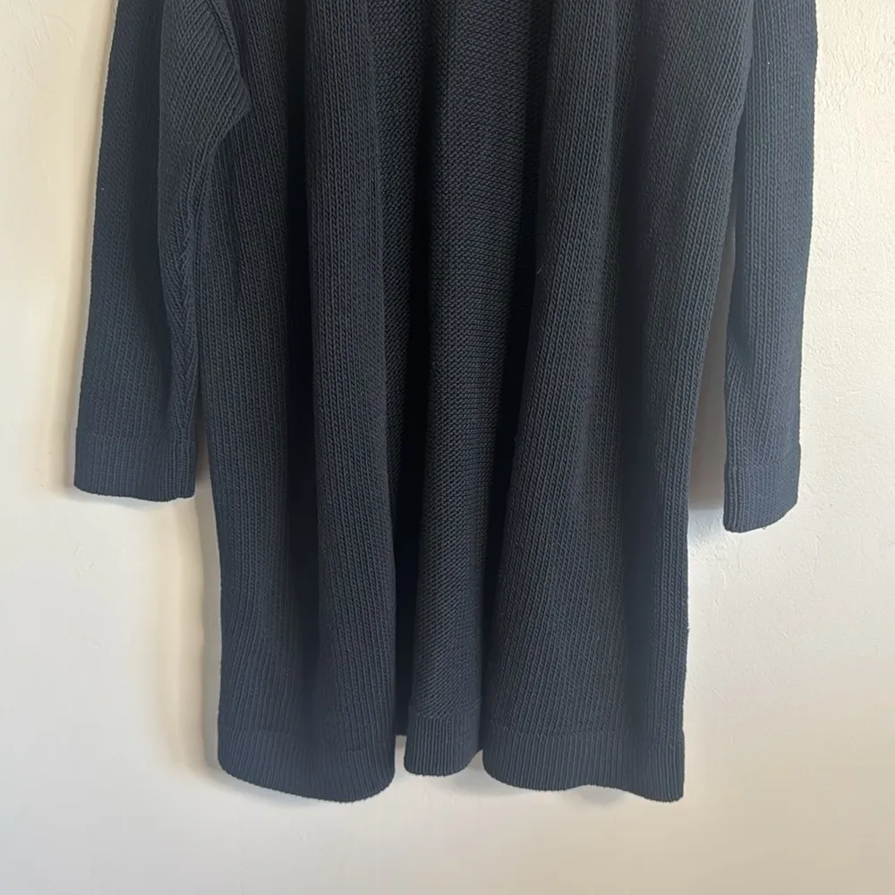 Eileen fisher Women's Black Open Front knit Sweater size medium cotton nylon - Image 3