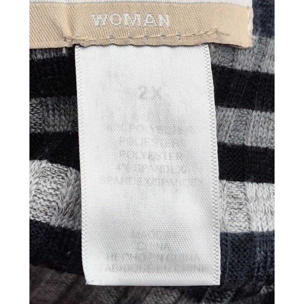 Alfred Dunner Women's 2X Striped Ribbed 3/4 Sleeve Knit Top Shirt Beaded V-Neck - Image 11