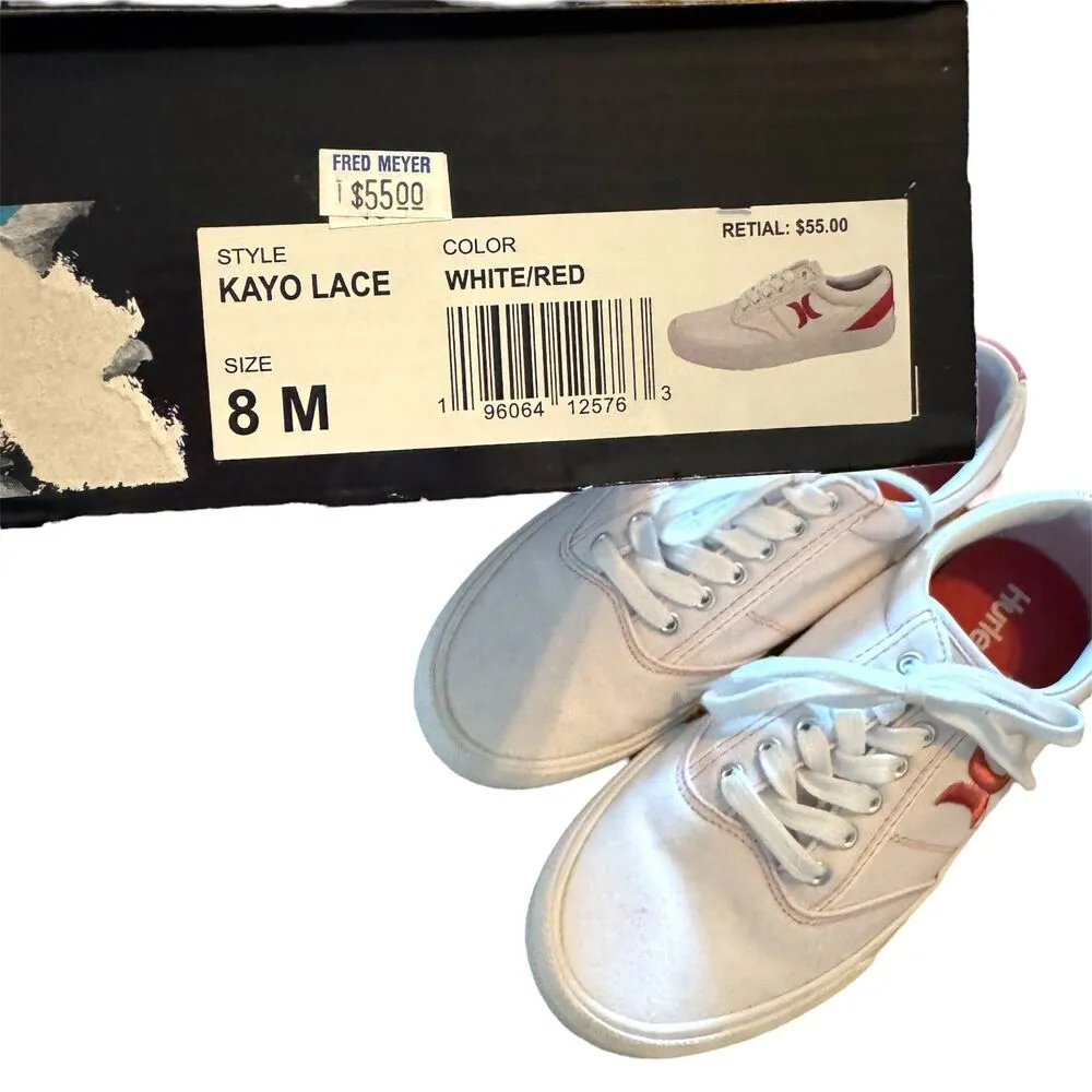 Hurley | Women's Kaylo White & Red Low Top Sneakers Size 8 Like New Box Included - Image 9