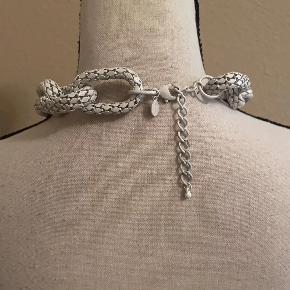 EXPRESS Signed  Chunky White Chain Costume Necklace Adjustable Length - Image 7