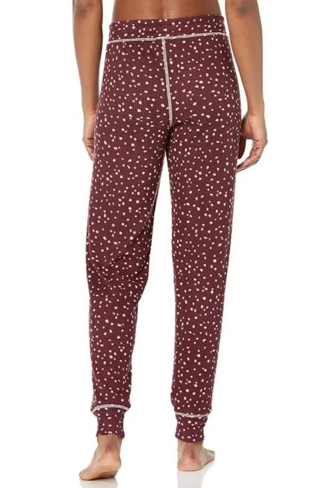 PJ Salvage My Friend Spot Jammie Jogger Pant Polka Dot Lounge Pajama Burgundy S - Image 2