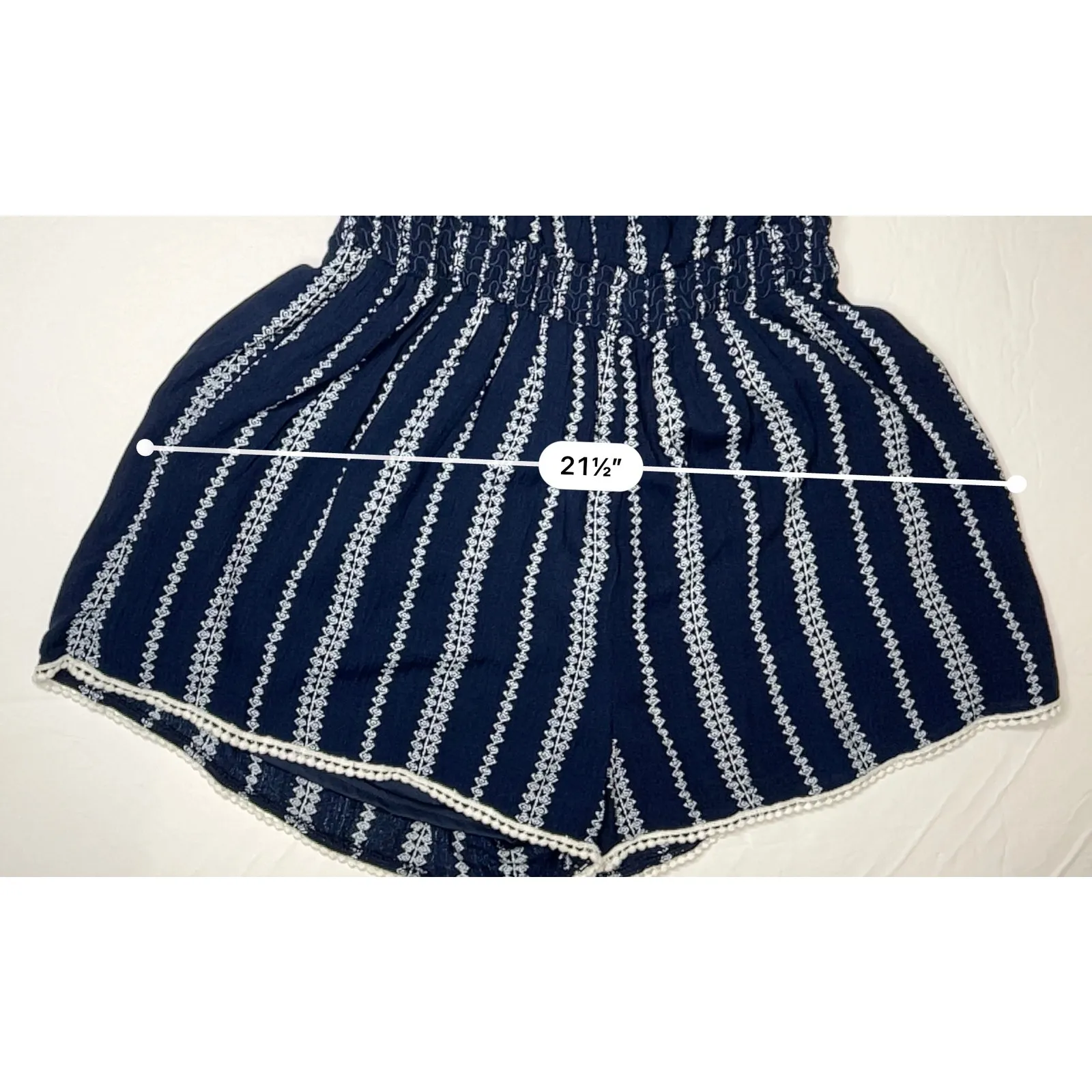 Lulu's EAP20455 See Ya There Navy Off The Shoulder Romper LARGE Cottagecore‎ - Image 6