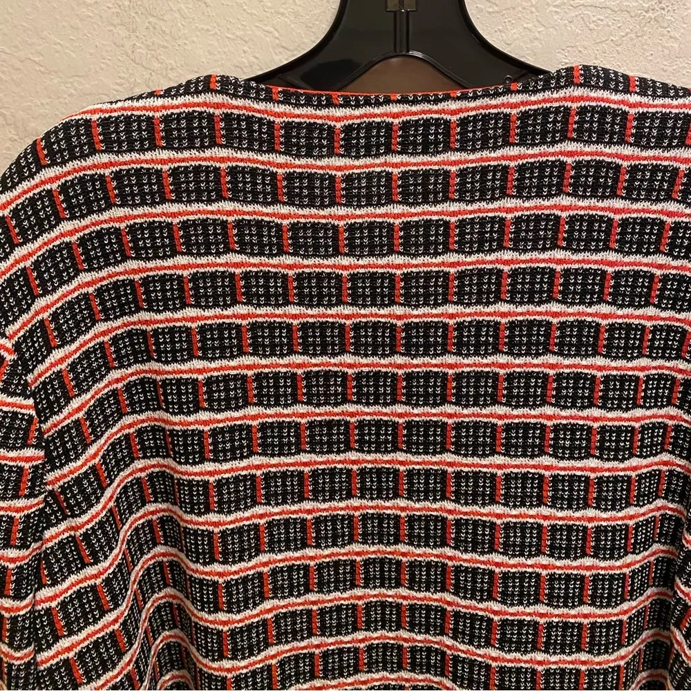 Misook Red, White & Black Tweed Knit Gold Button Front Geometric Jacket Size XL - Image 8