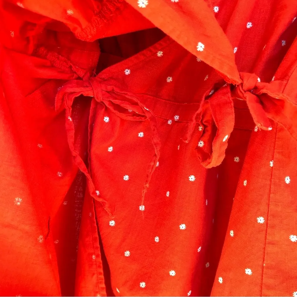 Daisy Embroidered Wrap Dress red M - Image 7