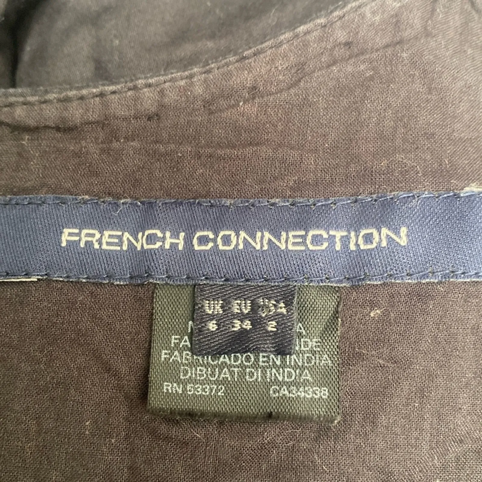 Vintage French Connection Black Beaded Fitted V Neck Short Dress Size 2 - Image 5