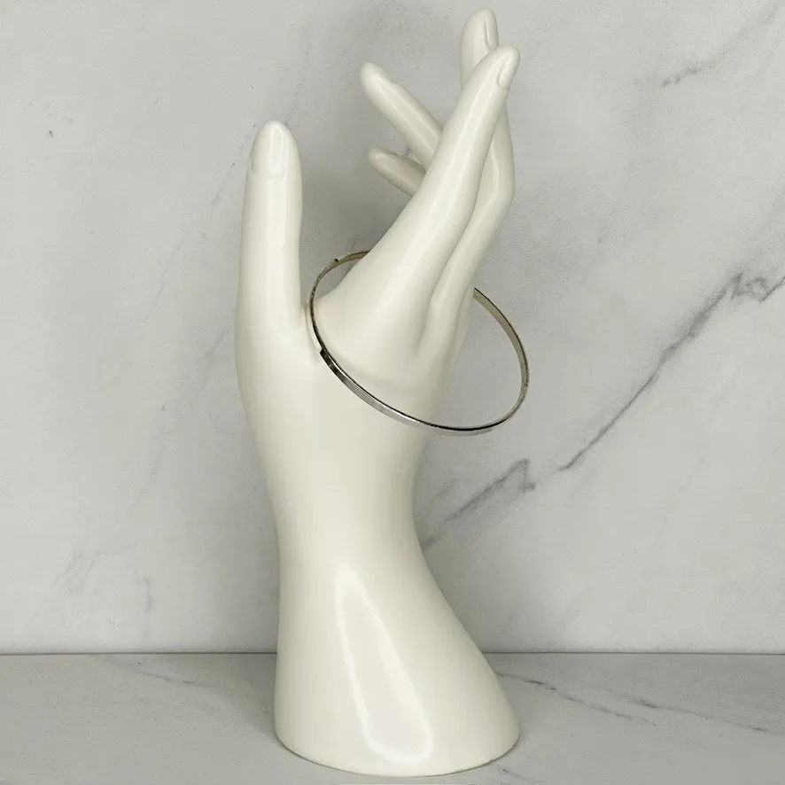 Skinny Silver Tone Minimalist Bangle Bracelet Stacking ✨ - Image 5