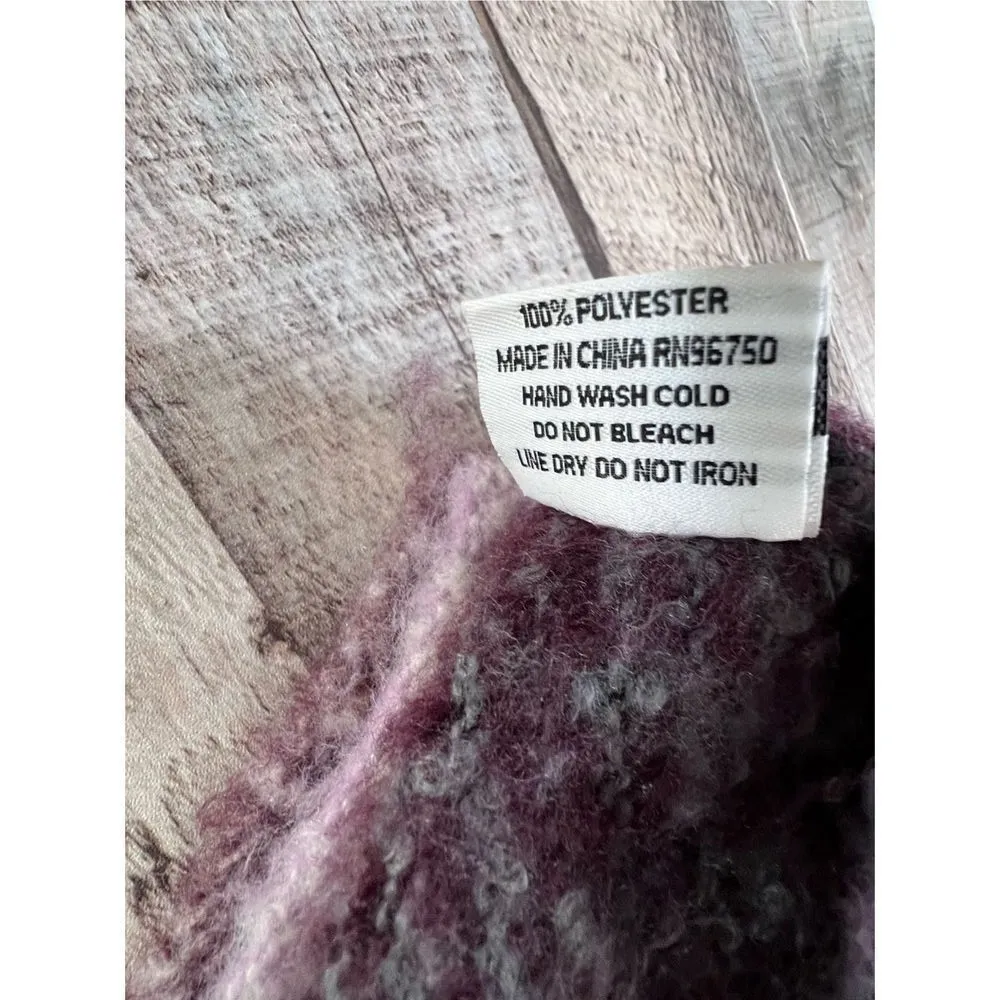 Aleissa‎ Pink Soft Fringed Shawl Poncho Cape One Size Bohemian Clueless Plaid - Image 6