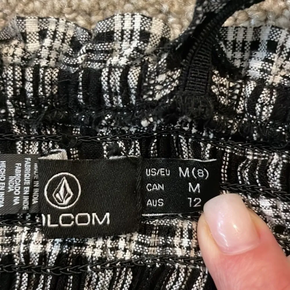 Volcom Black & White Gingham Ruche Mini Dress - Image 7