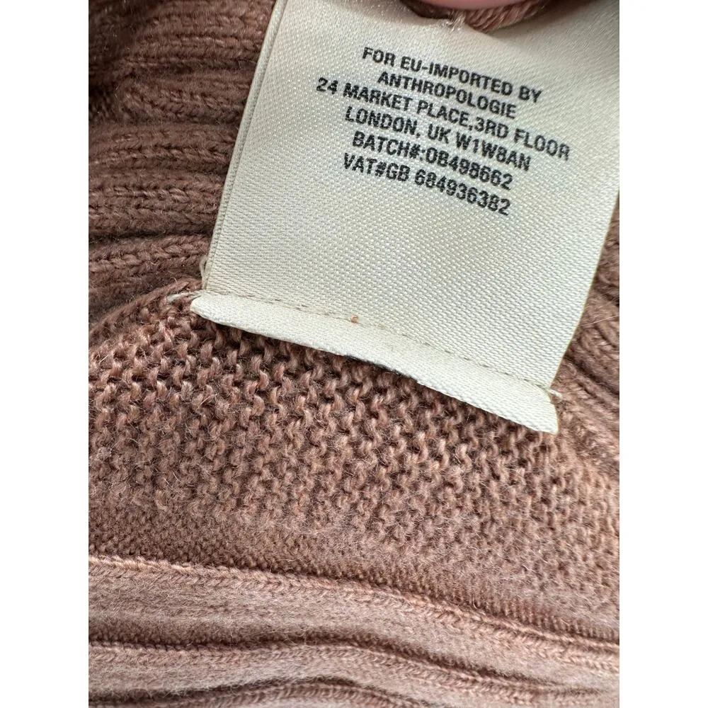 Moth Anthro Sweater Women Medium Tan Brown Ribbed High Neck Sleeveless Fitted - Image 9