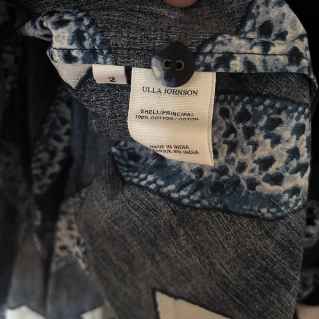 Ulla Johnson Eiko Skirt Indigo Size 2 Diamond Shibori Print Cotton Poplin Blue - Image 12