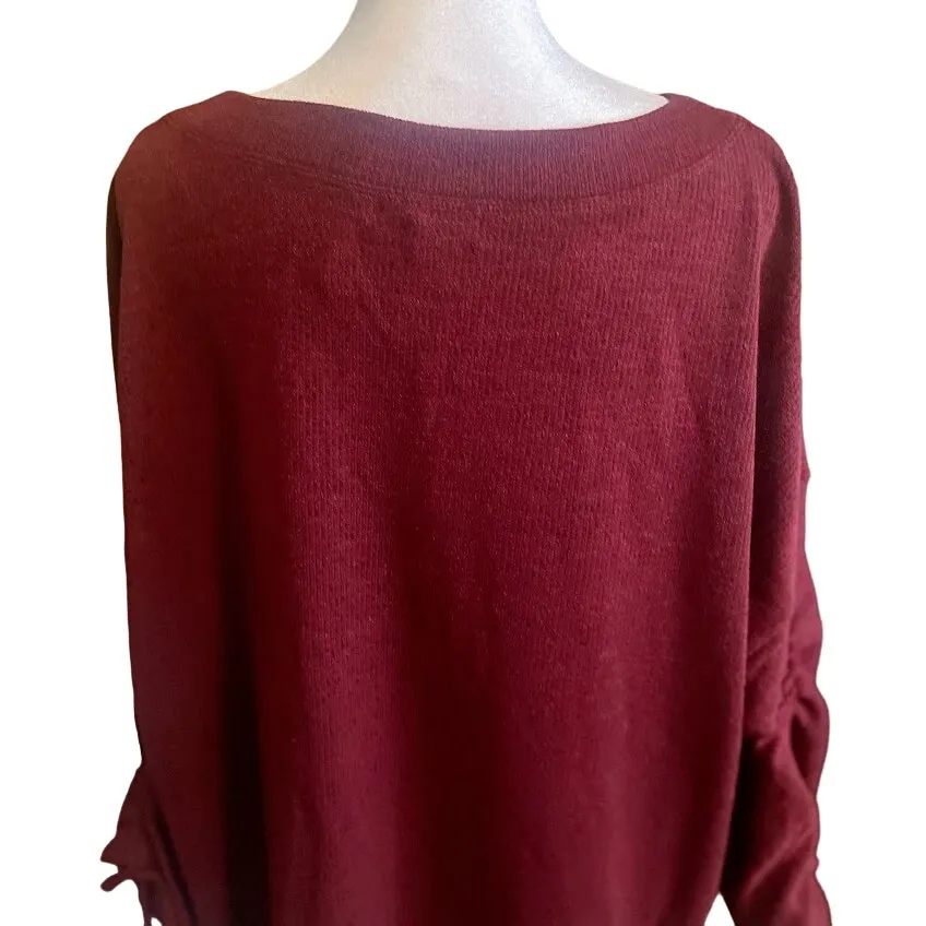 Max Studio Wine Tie Cinched Sleeve Ribbed Top Size 1X NWT - Image 7
