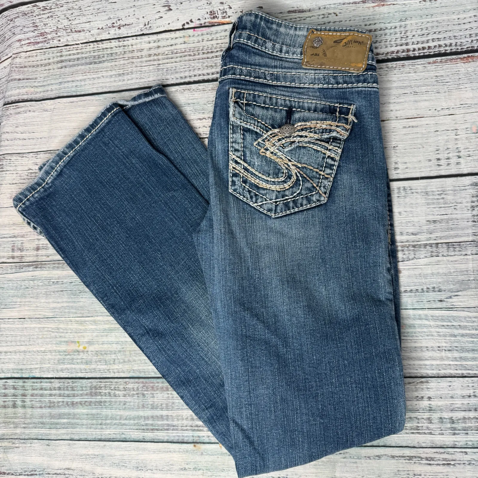 Silver Jeans Pioneer Boot Cut Jeans Distressed 26/31 - Image 2