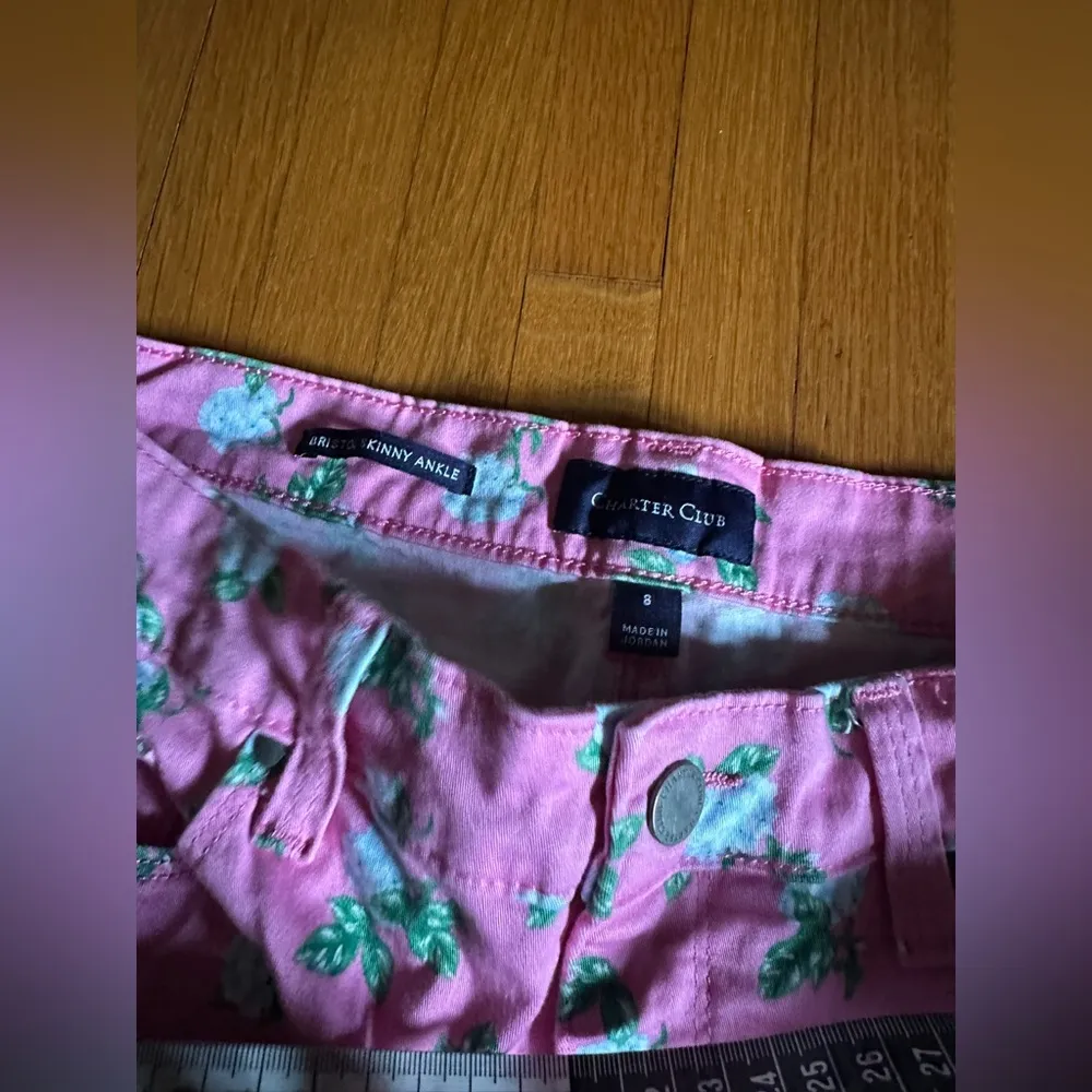 Charter Club Pink Hydrangea Bristol Printed Skinny Ankle Jeans Pants, Size 8 - Image 5