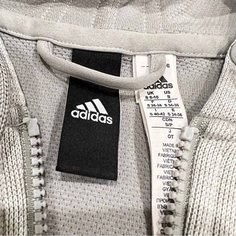 Adidas Grey Zip Up Hoodie Jacket Womens Small - Image 3