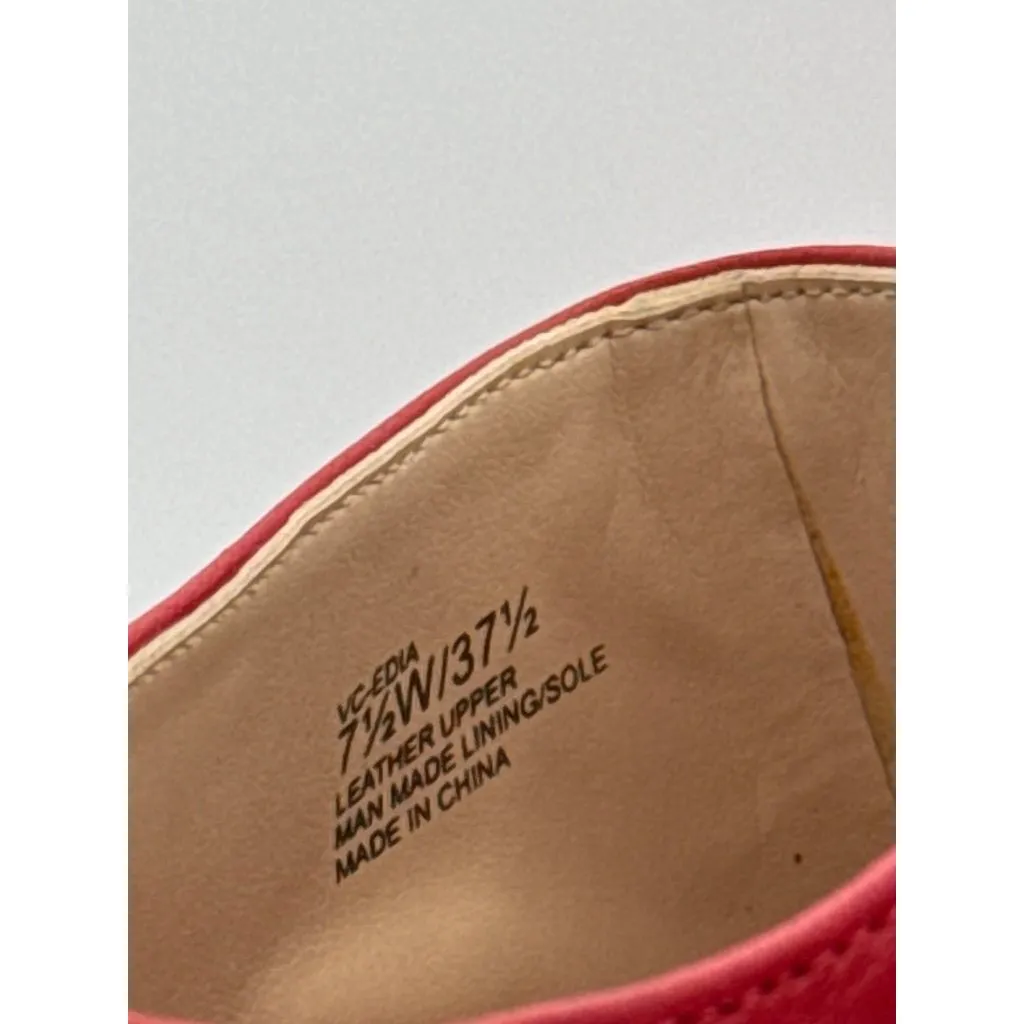 Vince Camuto Red Leather Peep-Toe Studded Bootie Heels 7.5W With Zipper Closure - Image 4