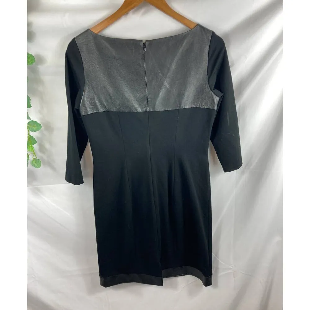 Teri Jon Sportswear faux leather detail dress 6 Black - Image 4