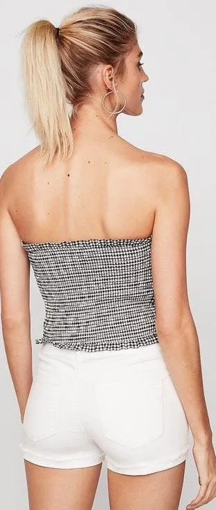 gingham Lace Up Tube Top - Image 6