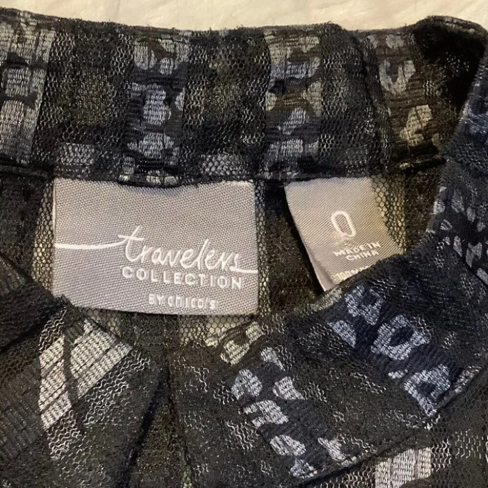 Chico's Chico’s Animal Print Sheer Striped Jacket Black 0 - Image 3