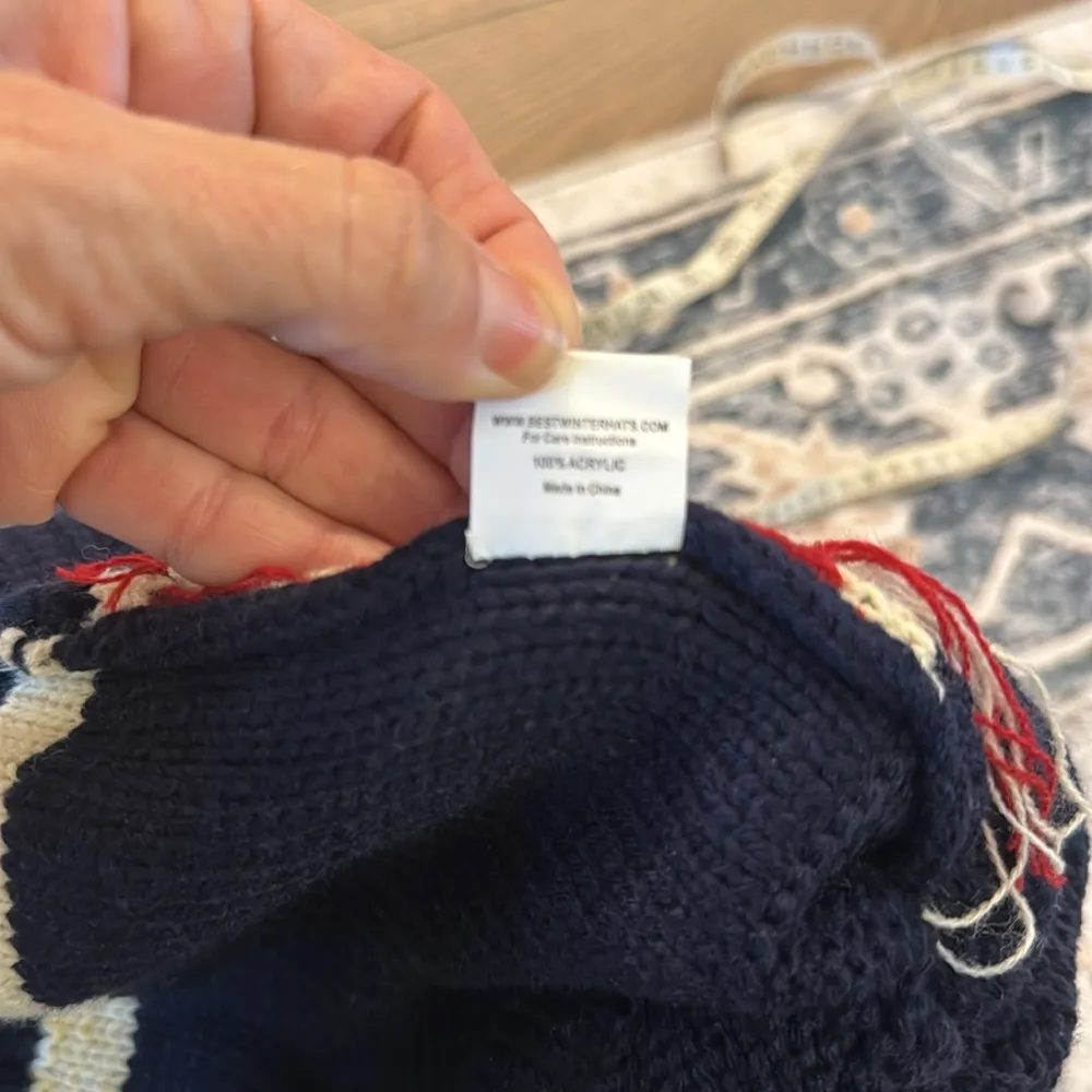 American flag Blue and Red Patriotic Pom-Pom beanie adult size - Image 6