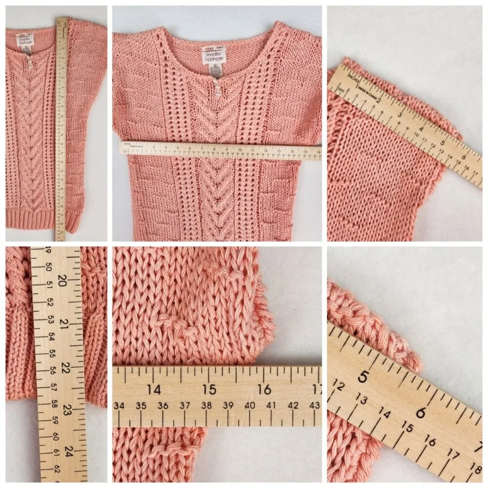 Jennifer Applegate Hand Knited Womens Sweater Size S Pink - Image 6