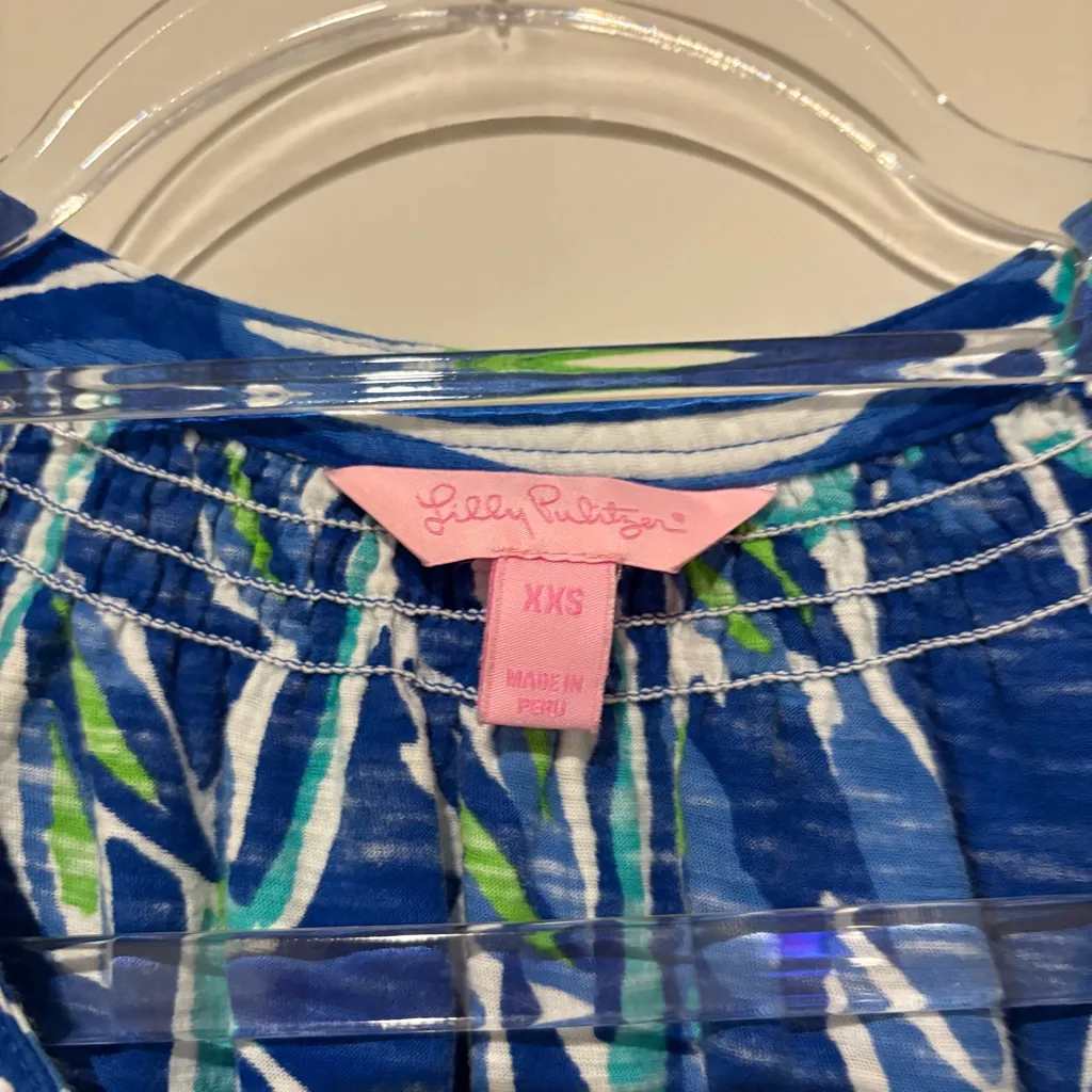 Lilly Pulitzer Essie Tank Top Blue‎ Bamboo Crush Blue Green Size XXS - Image 4