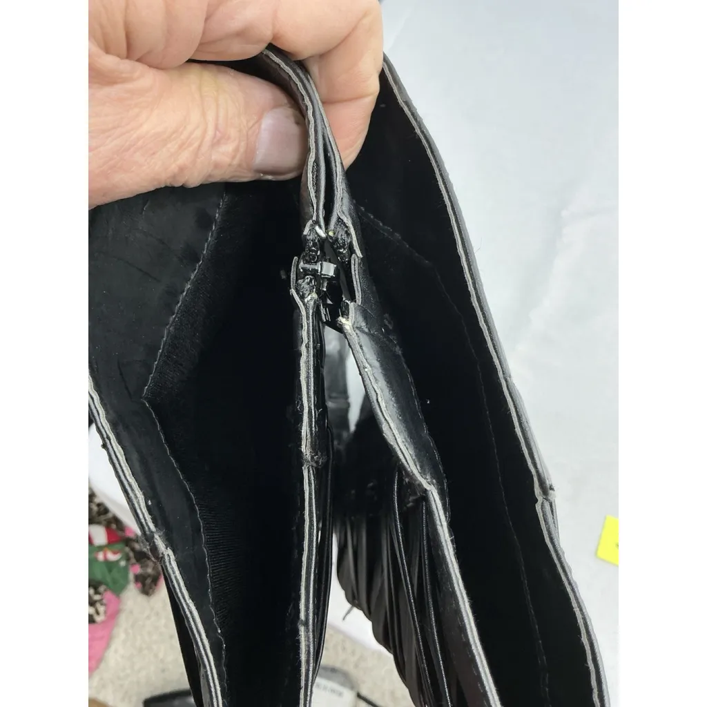 Womans Bruno Valenti Riding Boots 8 Black Full Zip Strappy Detail - Image 6